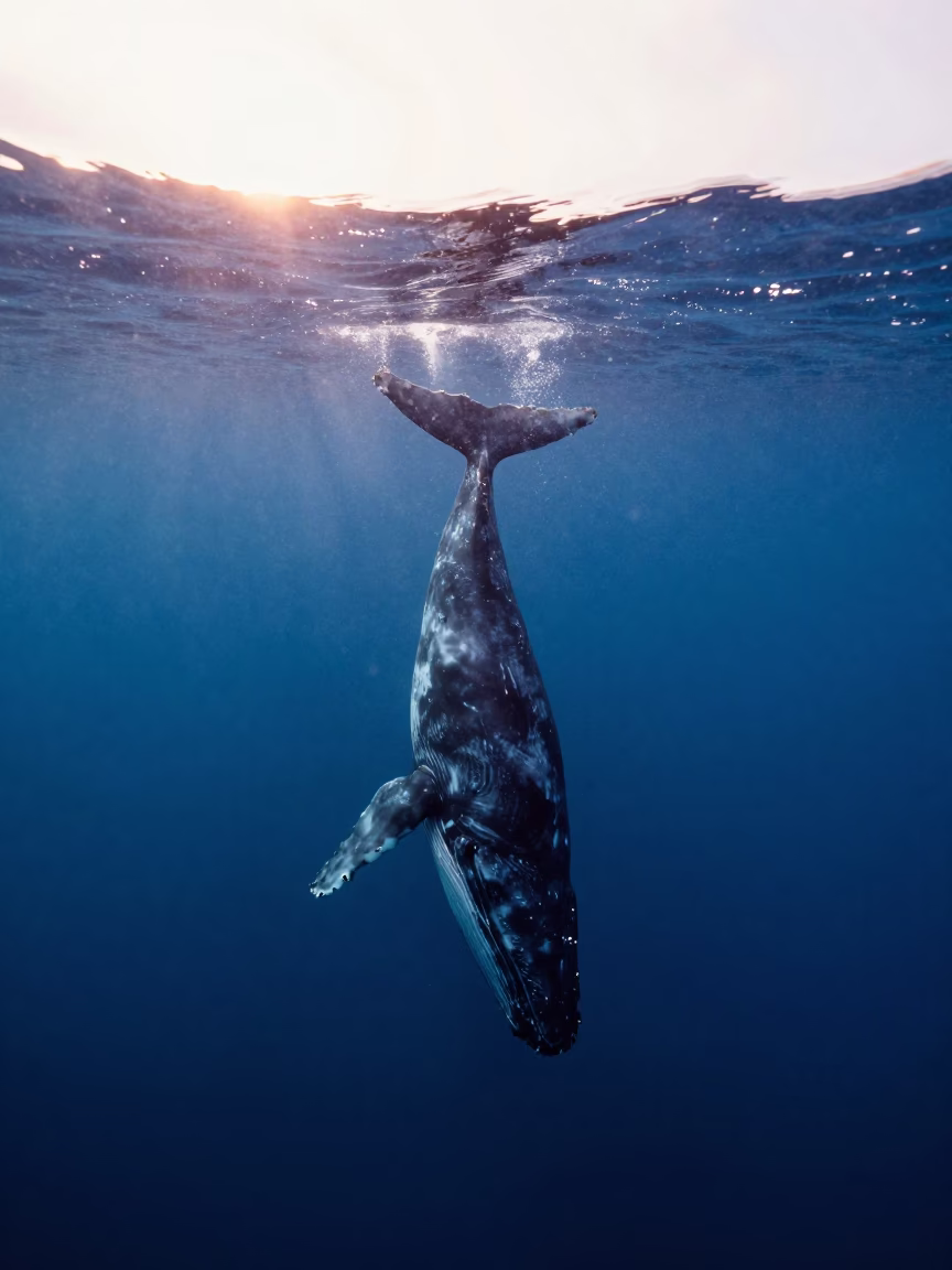 Sperm Whale Descending Near Osaka Dawn in near Osaka