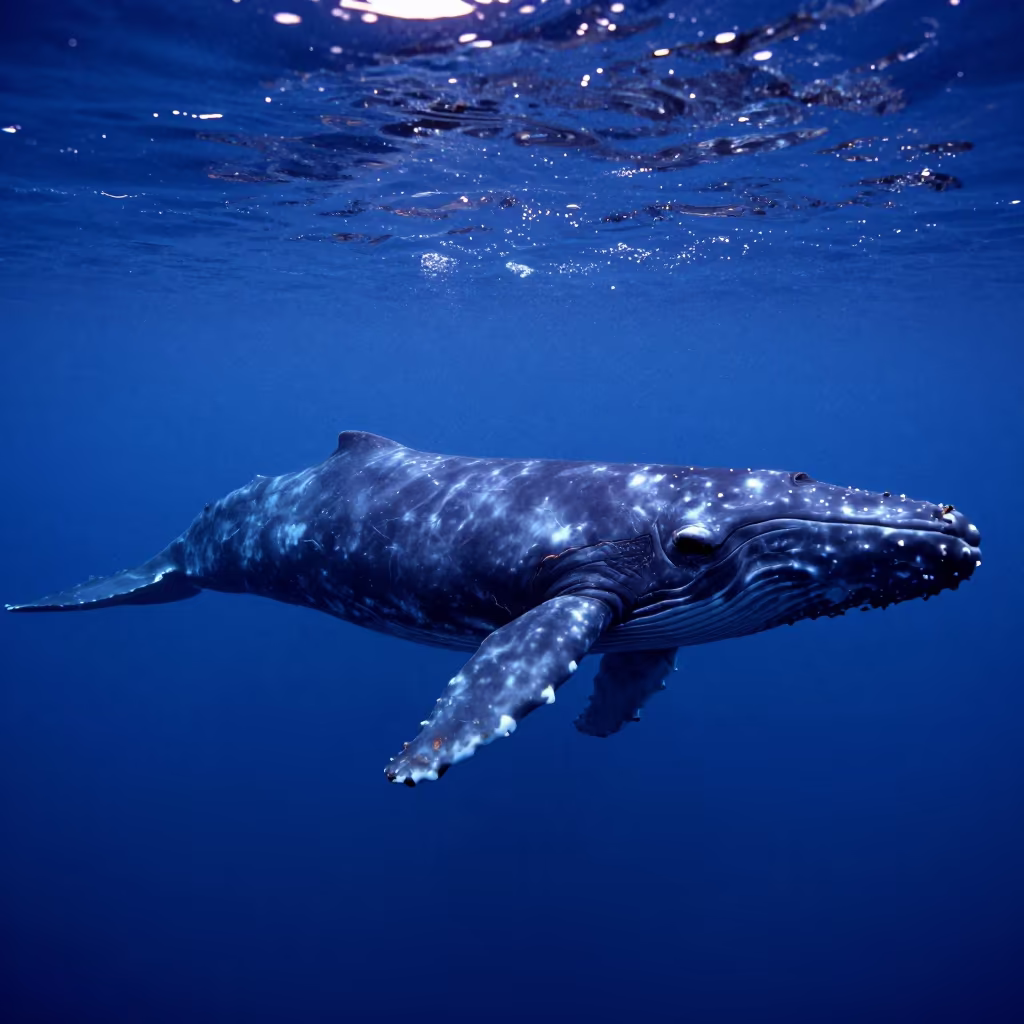 Sperm Whale Diving Into Twilight Abyss in in Queensland