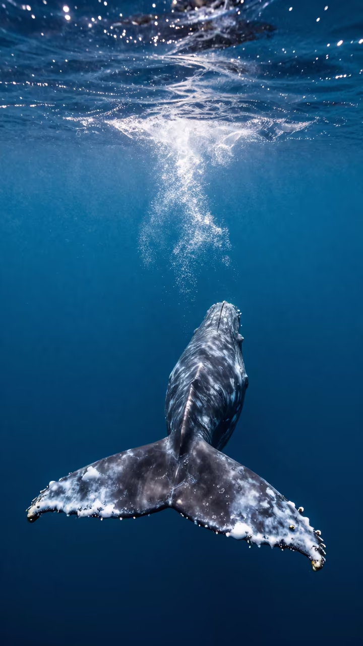 Sperm Whale Tail Diving Near Sydney in near Sydney