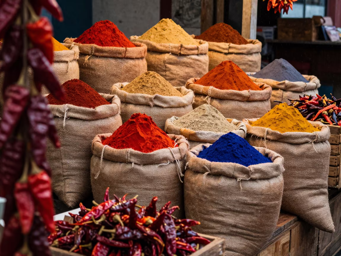 Spice Market Wall Paprika Cumin Indigo Tampa Evening in at a market stall in Tampa