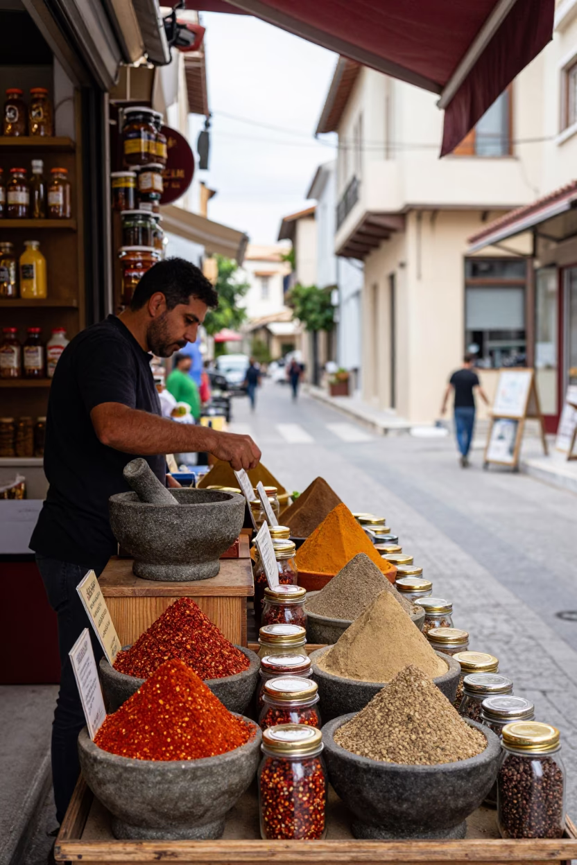 Spice Stall in Athens at Midday Light in in Athens, Greece