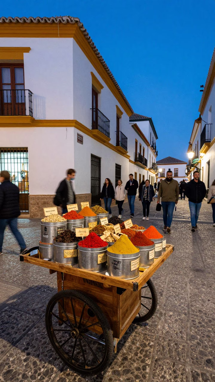 Spice Tins in Granada at Twilight in in Granada, Spain
