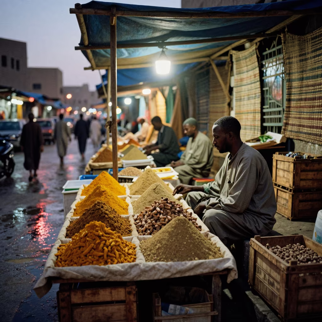 Spice Vendor Table Berbera Market Night in at a spice vendor's table in Berbera