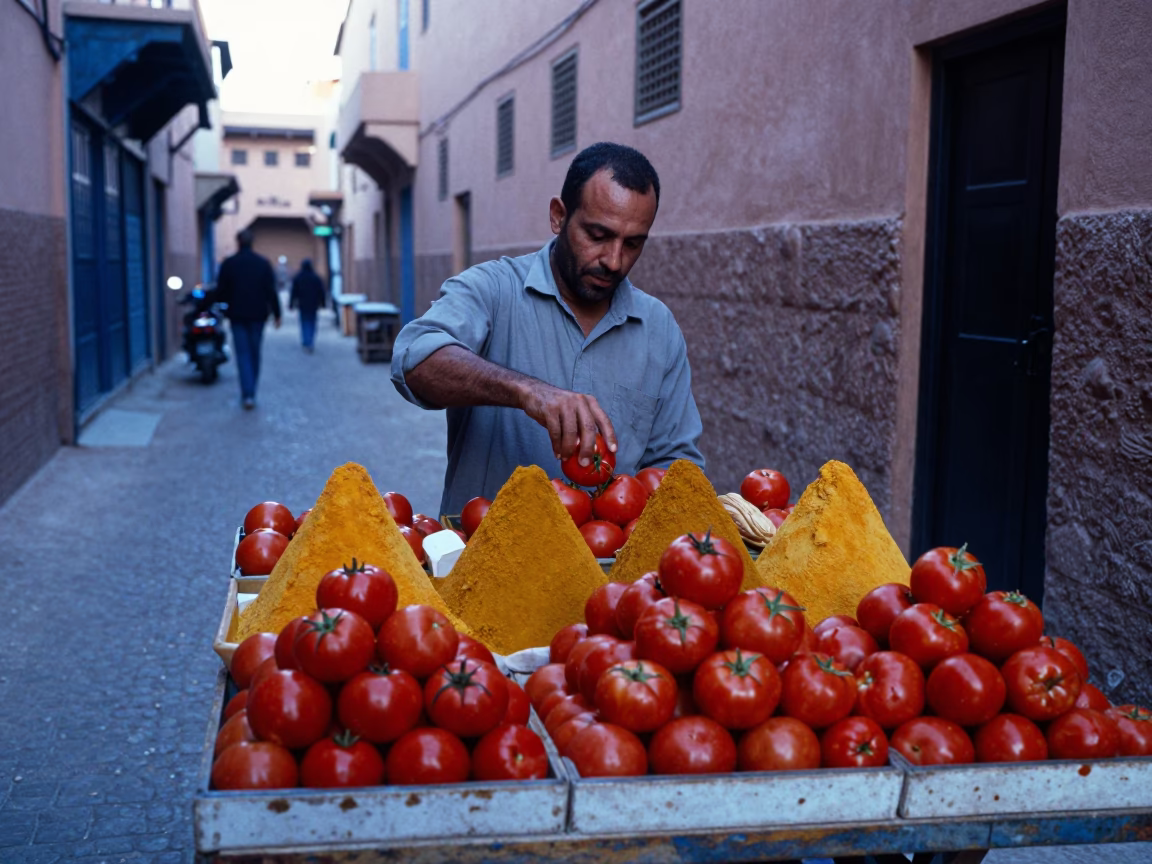 Spices at Early Morning Light in Marrakech in in Marrakech, Morocco