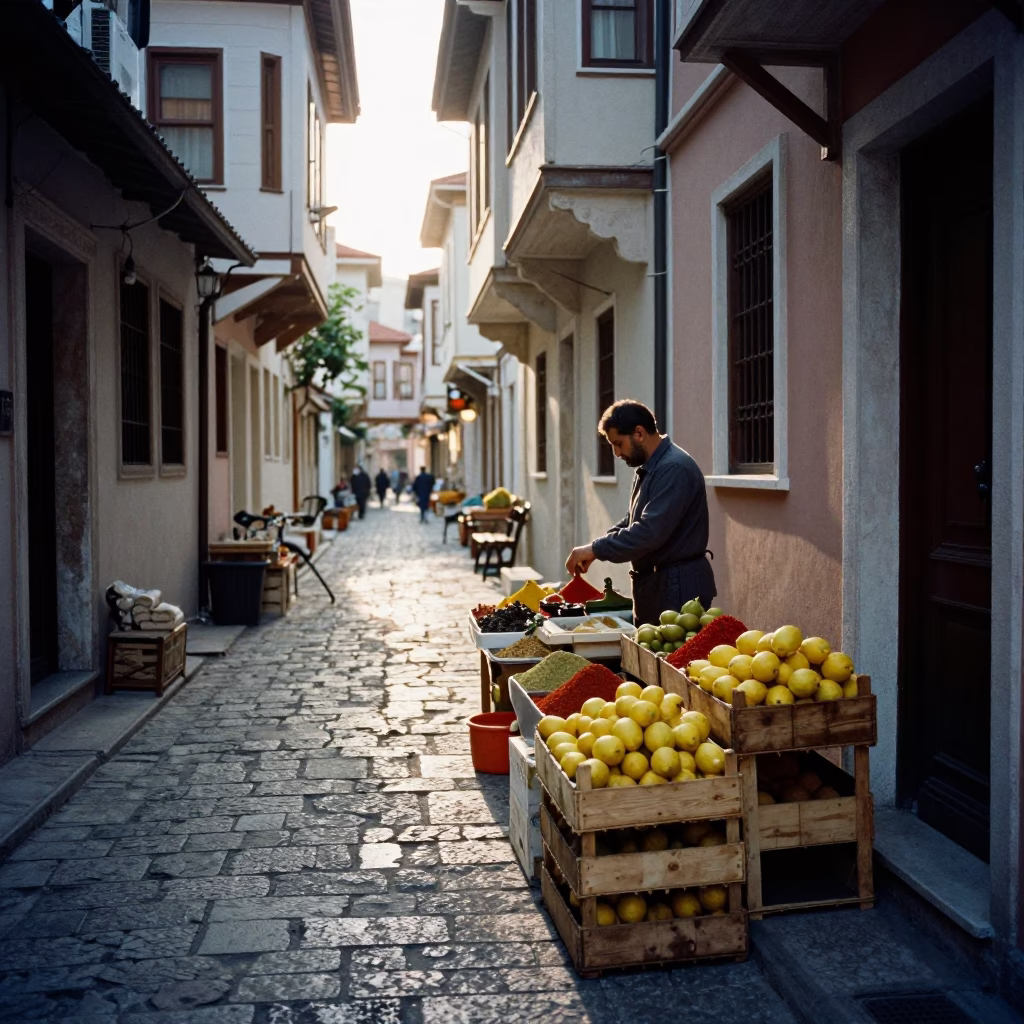 Spices in Izmir at As First Light Reaches The Scene in in Izmir, Turkey