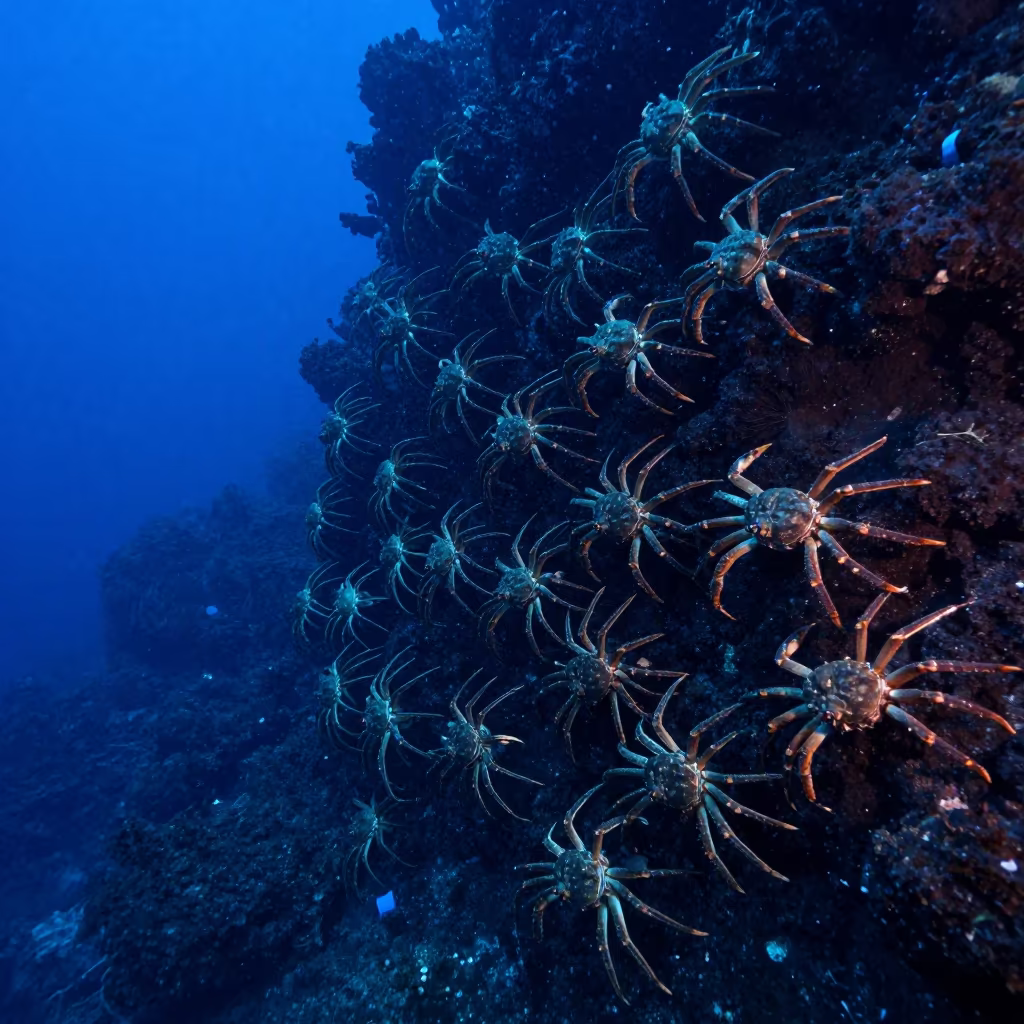 Spider Crab Column Near Lisbon Volcanic Drop-off in beside a volcanic drop-off near Cais do Sodre, Lisbon