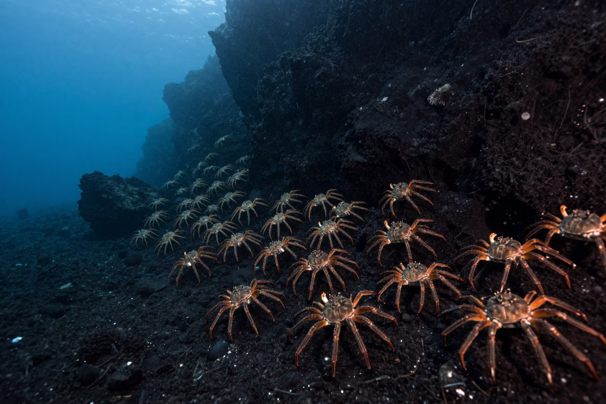 Spider Crab Column Near Volcanic Drop Off Naples in beside a volcanic drop-off near Chiaia, Naples