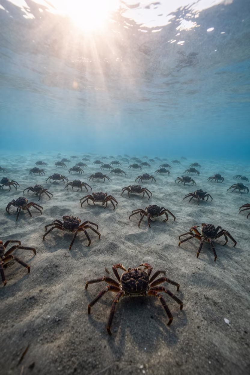 Spider Crab Migration in Osaka Sea Floor in near Osaka