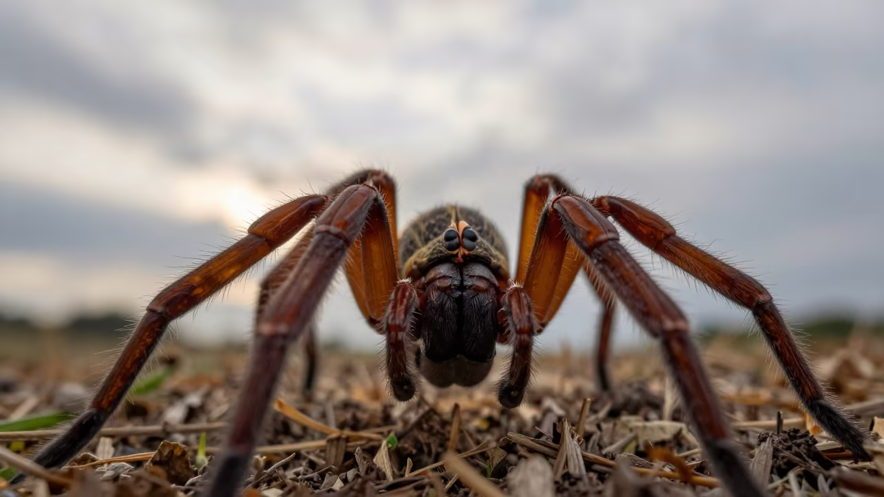 Spider Fangs Magnified at Dawn in Loire Valley in in the Loire Valley