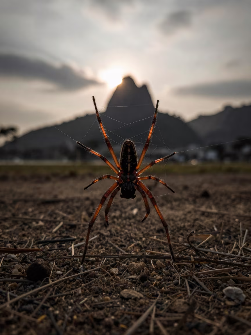 Silk Spinnerets in Copper Dusk Light in near Rio de Janeiro
