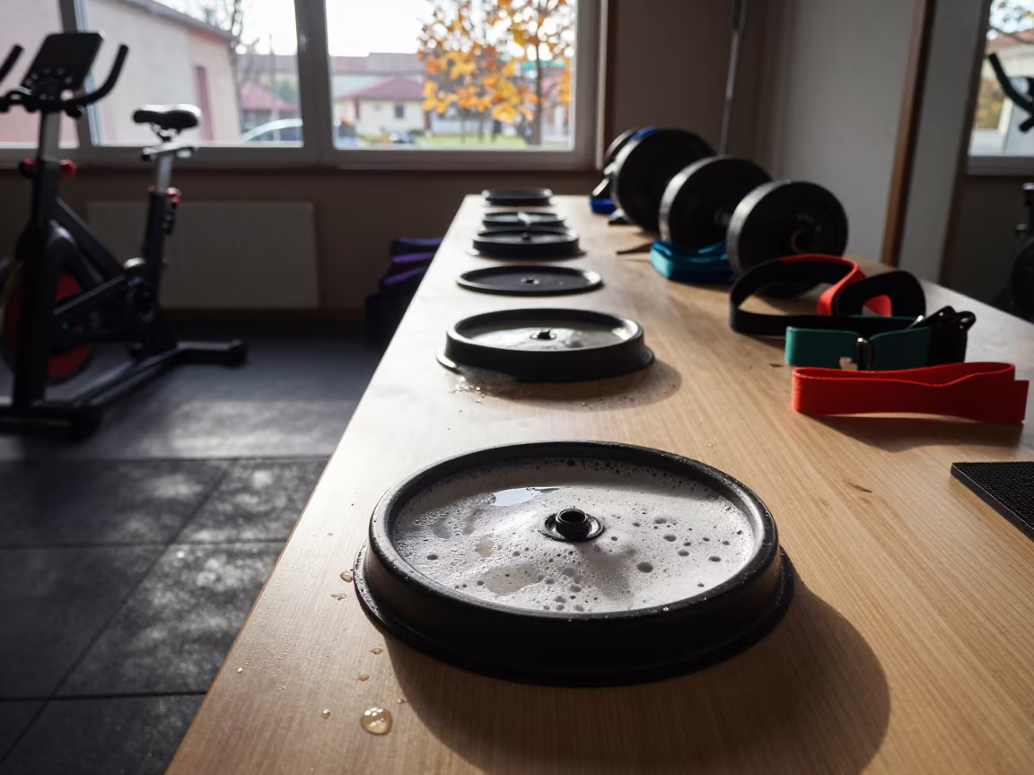 Spin Bike Pedal Washer Tray Brescia Gym in at a gym check-in desk in Brescia