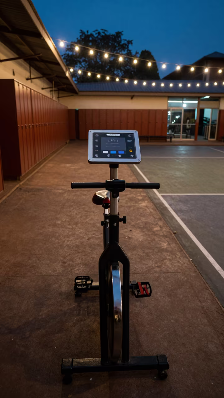 Spin Bike Pedal Washer Tray at Makola Gym in at a gym check-in desk in Makola Market, Accra
