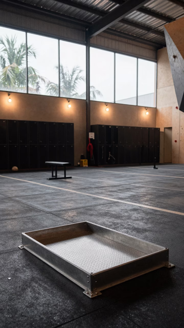 Spin Bike Pedal Washer Tray in Siguiri Gym in inside a climbing gym warmup zone in Siguiri