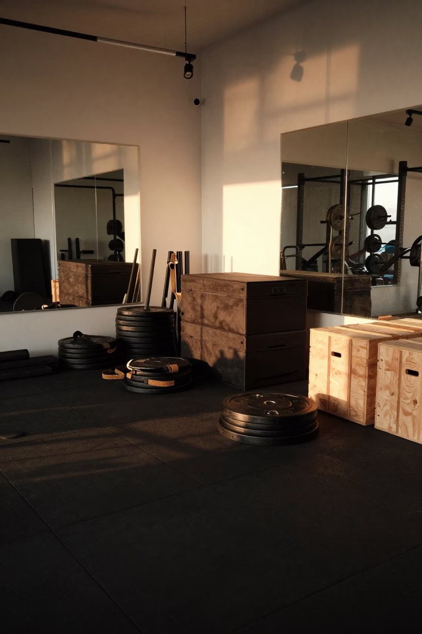 Spin Studio Jump Box Stack After Reset in inside a spin studio under class lights in Saharanpur