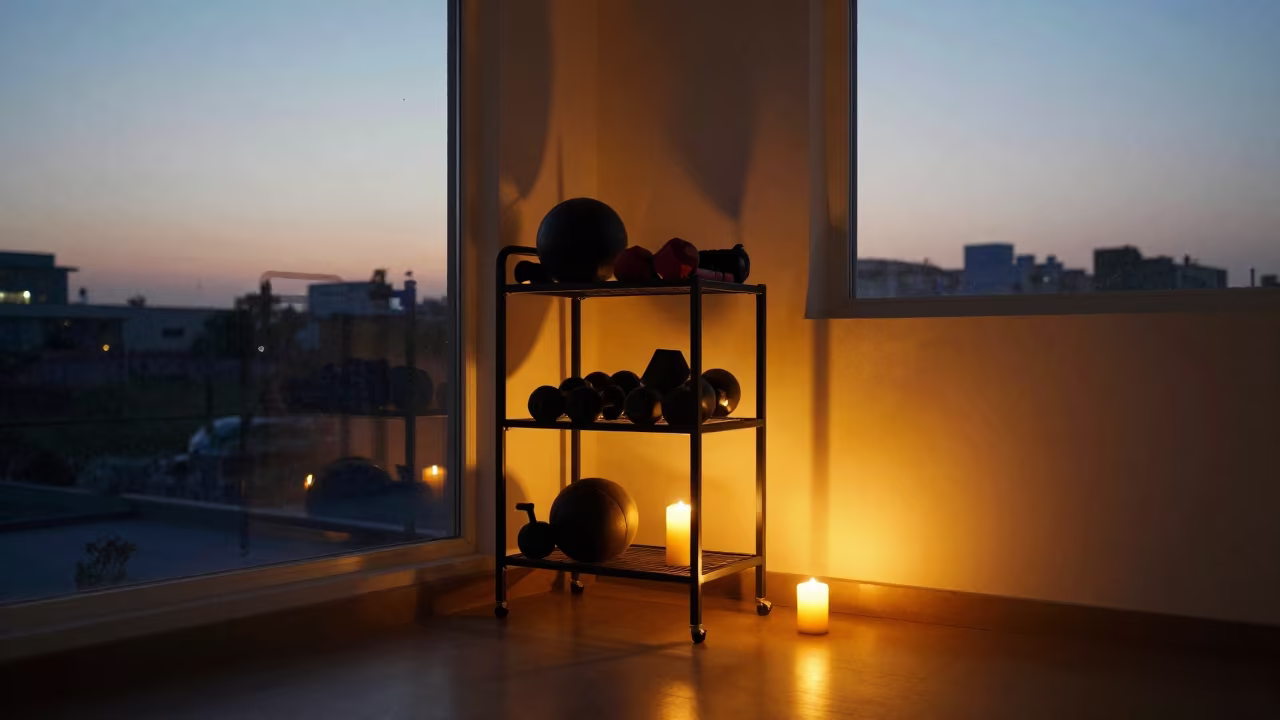 Spin Studio Lap Board Cart at Sunset in inside a spin studio under class lights in Faisalabad