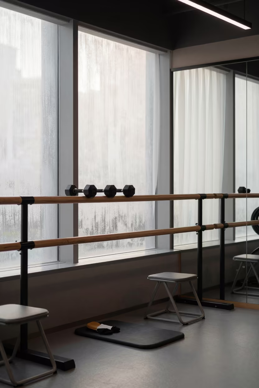 Spin Studio Recovery Zone at Dawn in inside a spin studio under class lights near Changsha