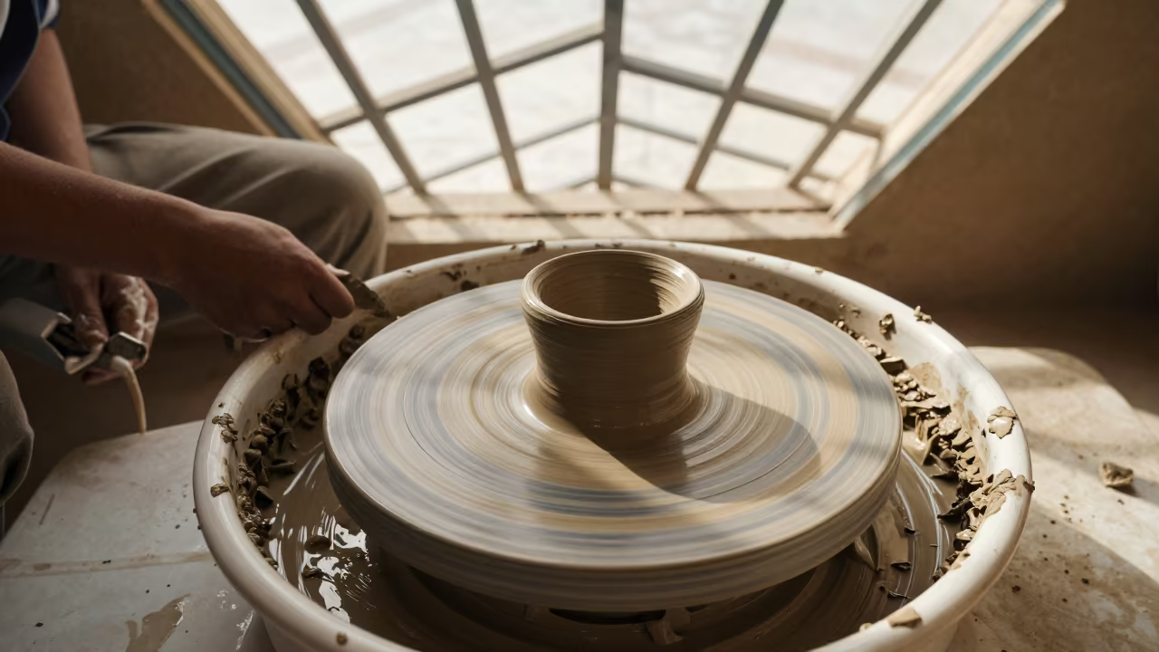 Spinning Clay Blur in Shiraz Arcade in inside a glass-roofed arcade in Shiraz