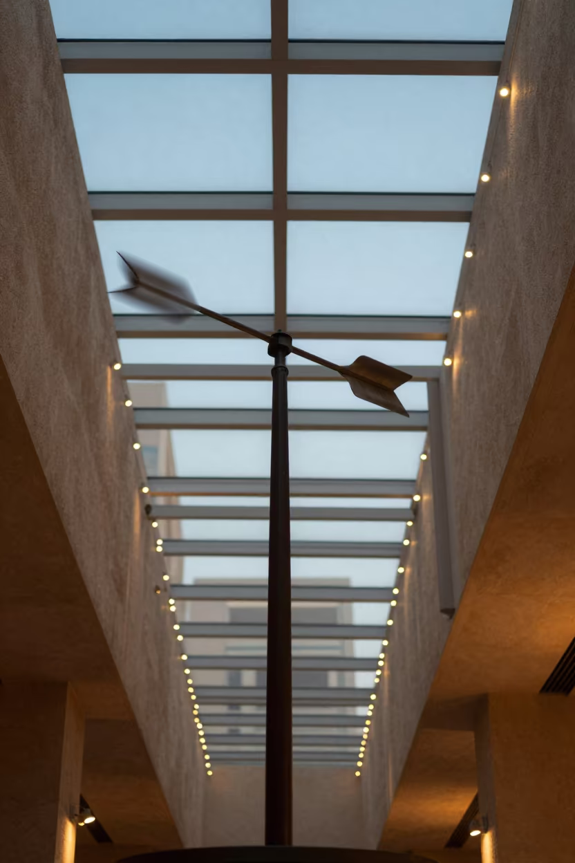 Spinning Weathervane Blur Dubai Skylight in inside a skylit passageway in Downtown, Dubai