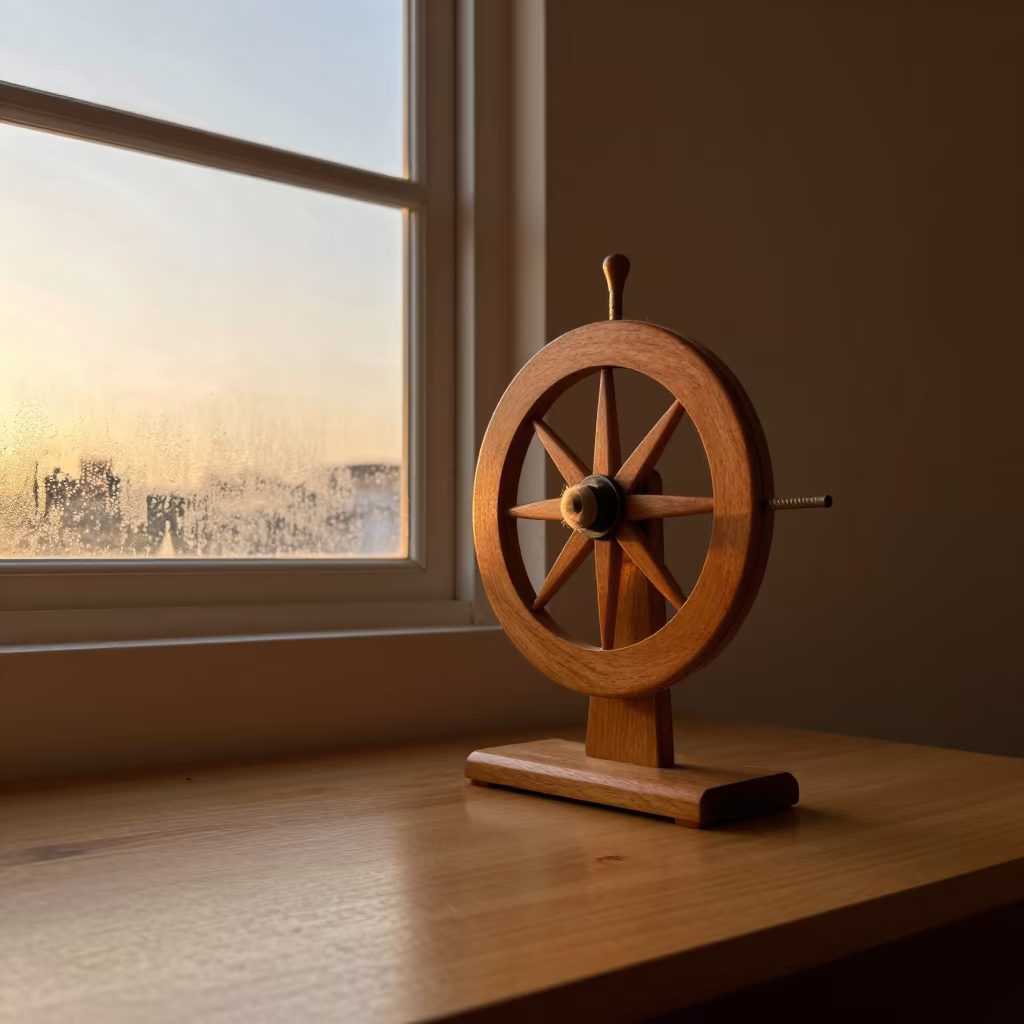 Spinning Wheel Golden Light Campinas Desk in on a writing desk near Campinas