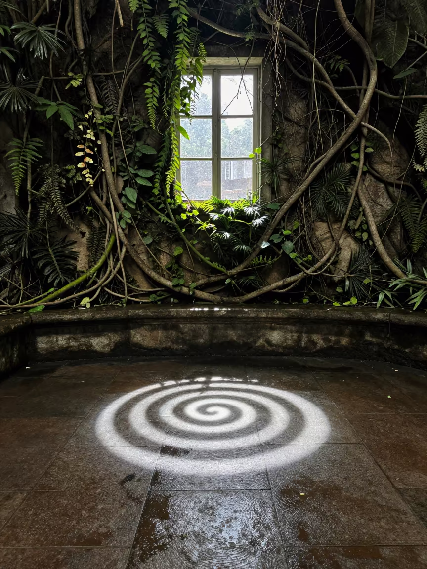 Spiral Light Painting Jungle Beach Ledge Porto in on a stone ledge near Porto