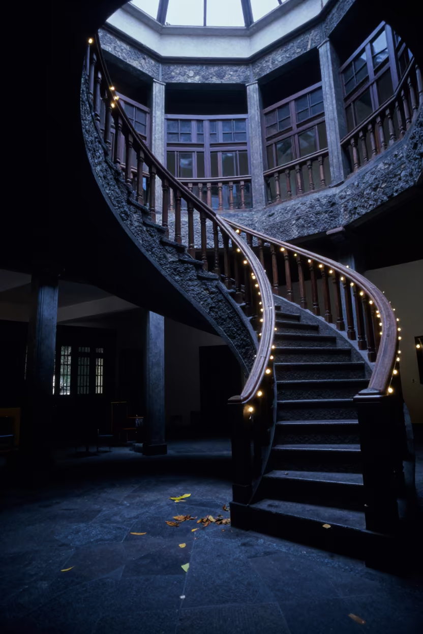 Spiral Staircase in Yogyakarta Atrium in inside a vaulted atrium near Yogyakarta