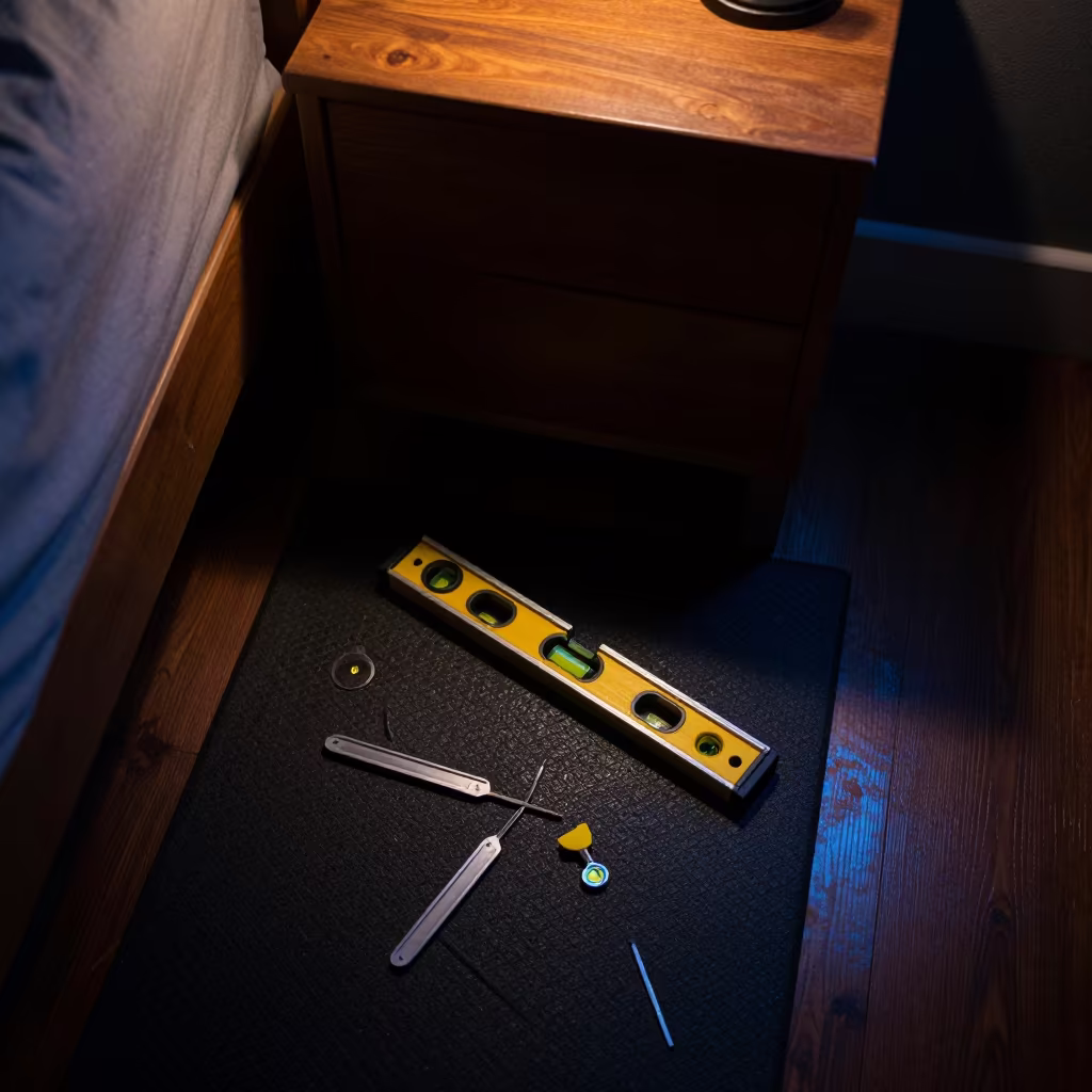 Spirit Level on Nightside Table in on a bedside table near Florianopolis