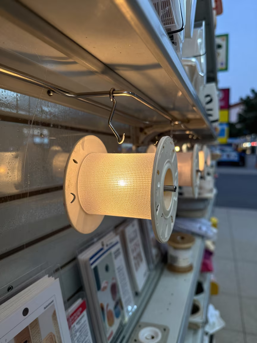 Spool Repair Mesh Under Candlelight in Pet Store Aisle in inside a pet store aisle in Valladolid