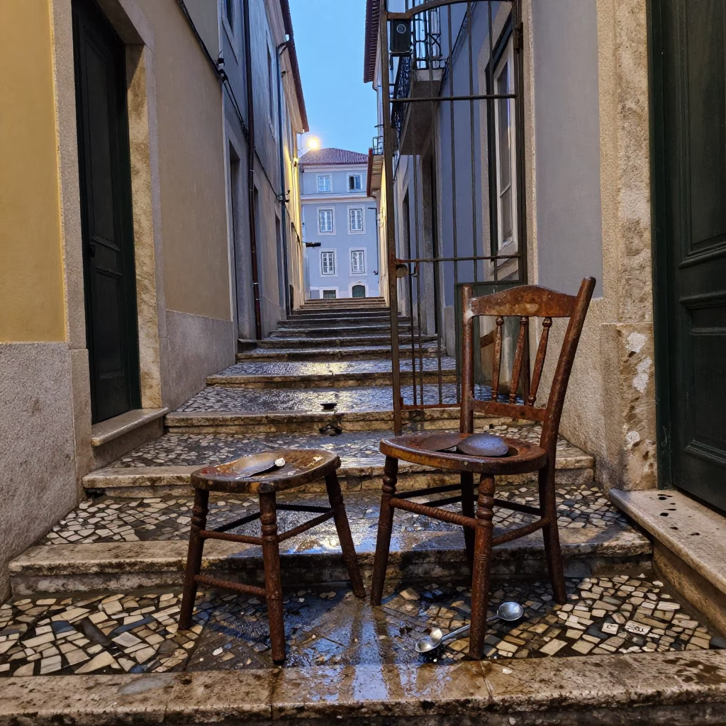 Spoon at Dusk Light in in Lisbon, Portugal