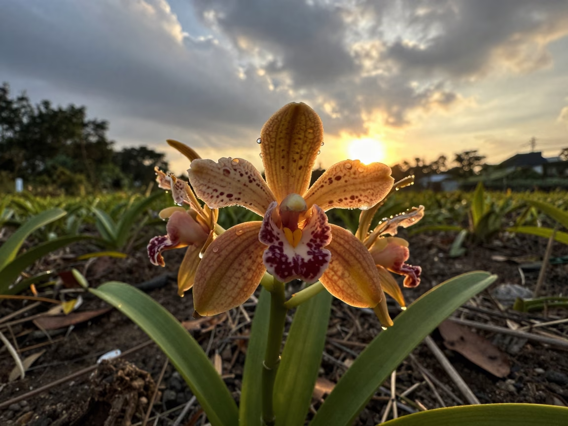 Spotted Orchid in Hefei Sunset After Storm in near Hefei