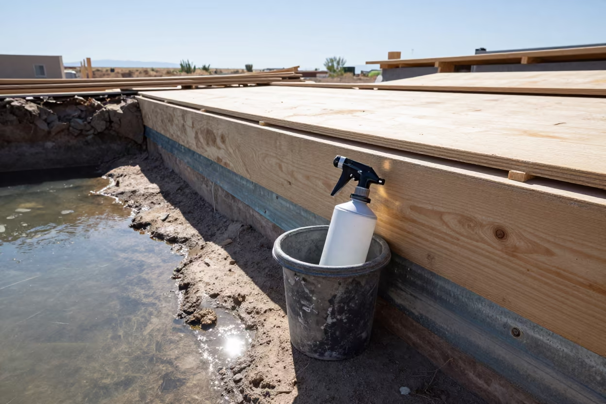Spray Foam Gun Cleaner Bin in Nevada Excavation in inside a taped-off excavation edge in Nevada