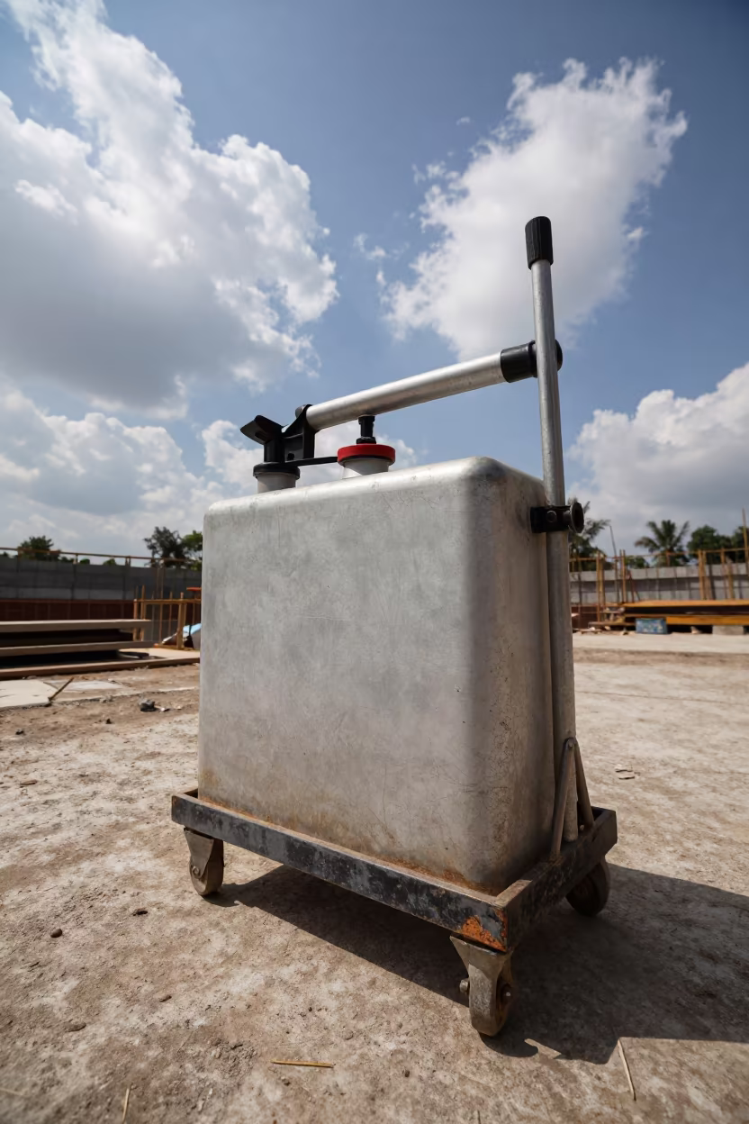 Sprayer Caddy on Kanpur Construction Deck in on an active construction deck in Kanpur