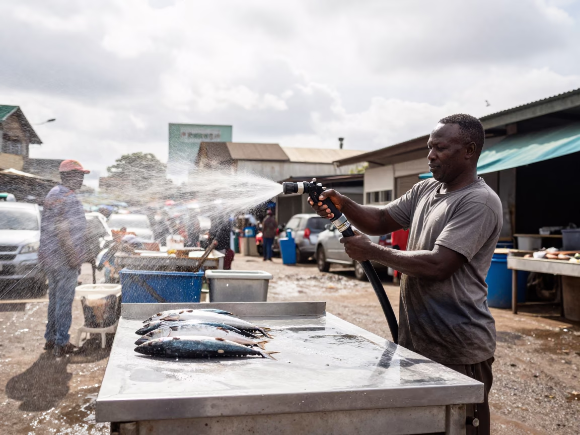 Spraying Mackerel in Durban in in Durban, South Africa