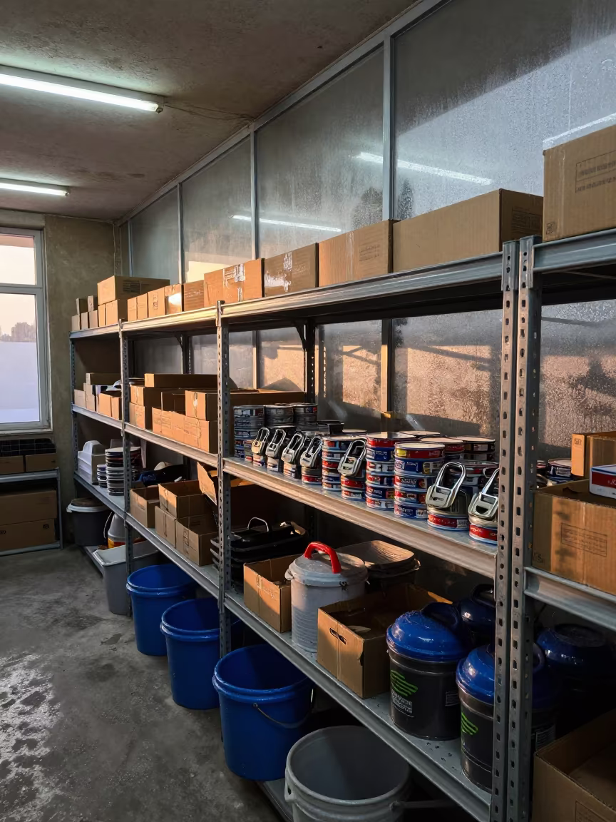 Spring Box Shelf Deir ez-Zor Pre-Dawn Retail in inside a storefront prepared for opening in Deir ez-Zor