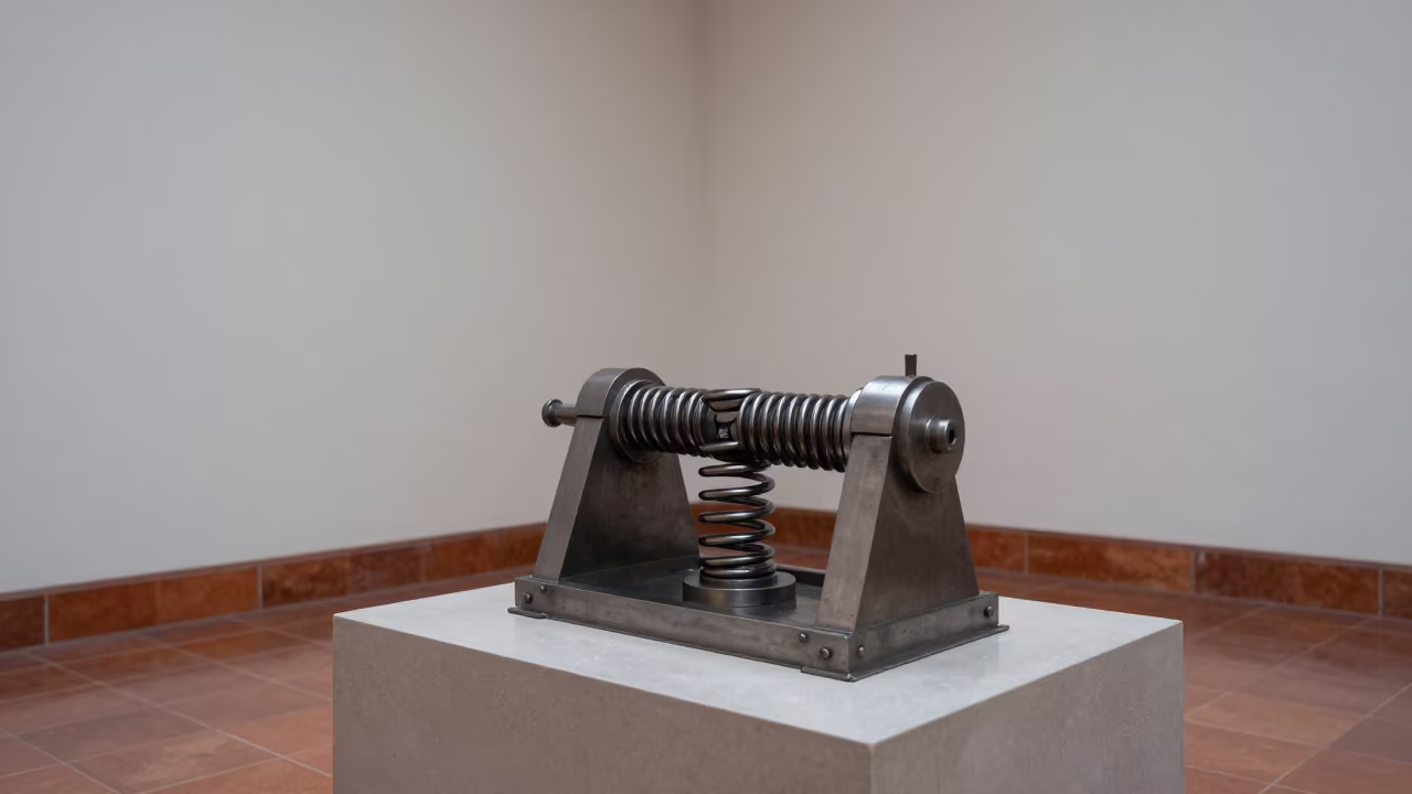 Spring Coiling Machine on Museum Plinth in Puno in on a museum plinth in Puno