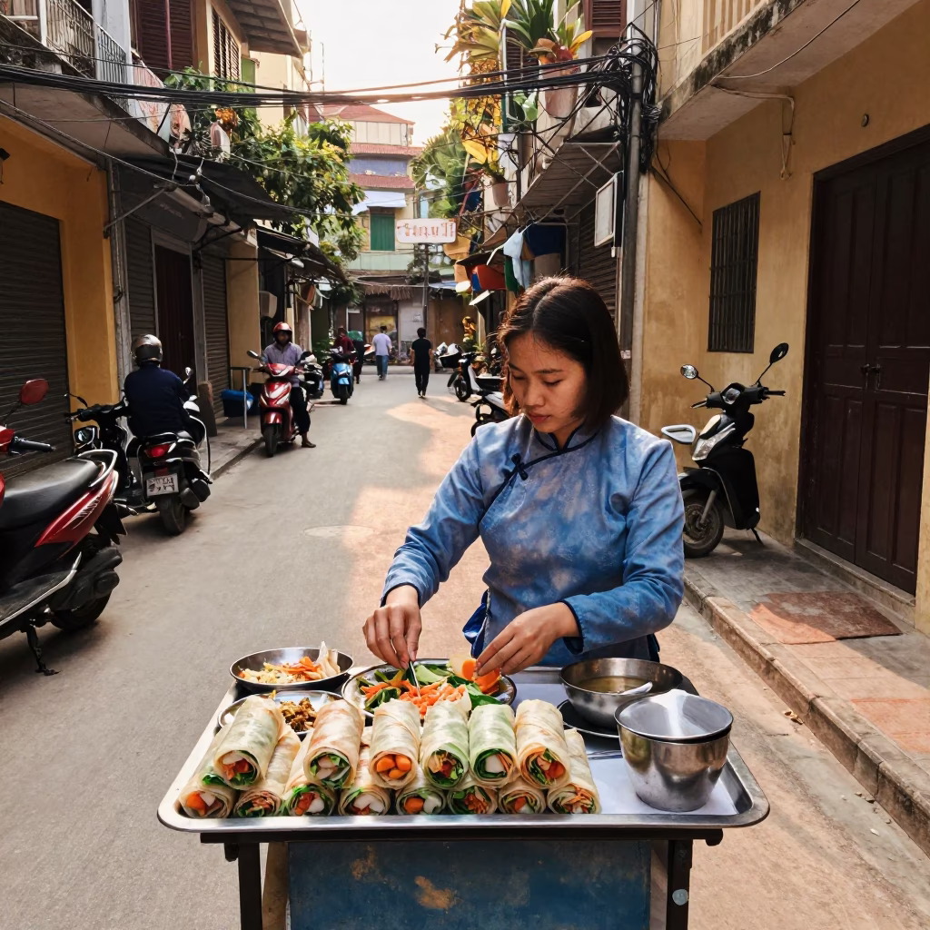 Spring Rolls in Hanoi in in Hanoi, Vietnam