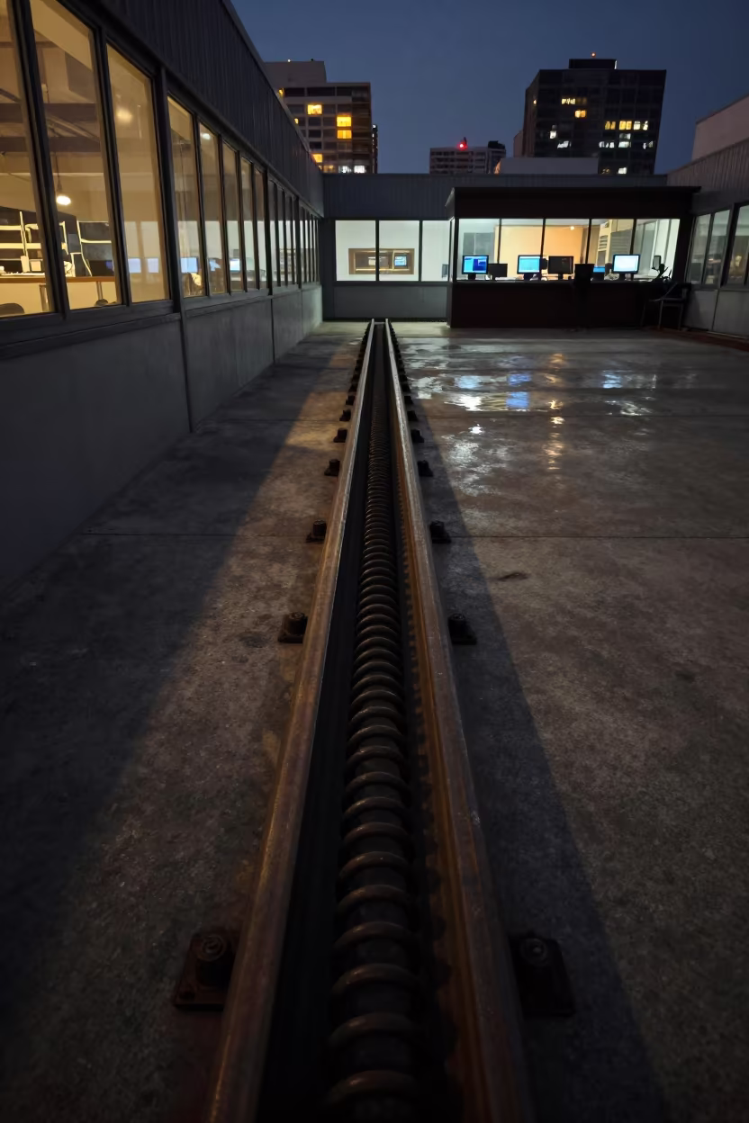 Spring Tag Rail in Cartagena Cross-Dock Evening in inside a cross-dock lane near Cartagena