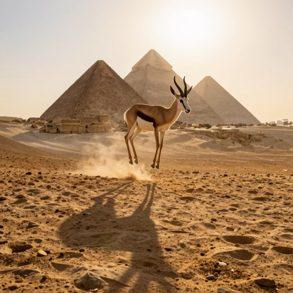 Springbok Pronking Near Giza Surreal Shadows in near Giza