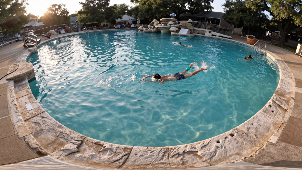 Springs Pool in Austin at As First Light Reaches The Scene in in Austin, Texas, United States