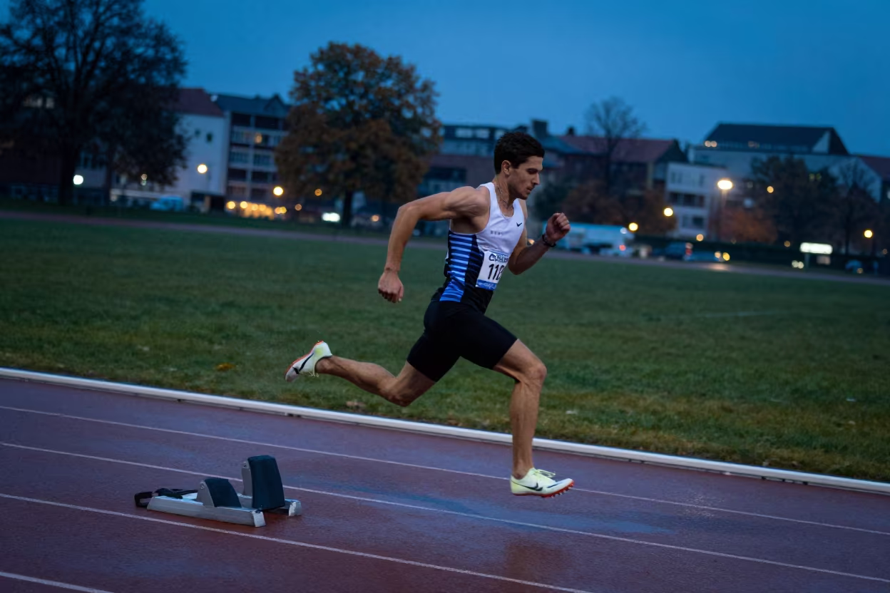 Sprinter Blurring at Jaramana Twilight Track in at a roadside stop near Jaramana