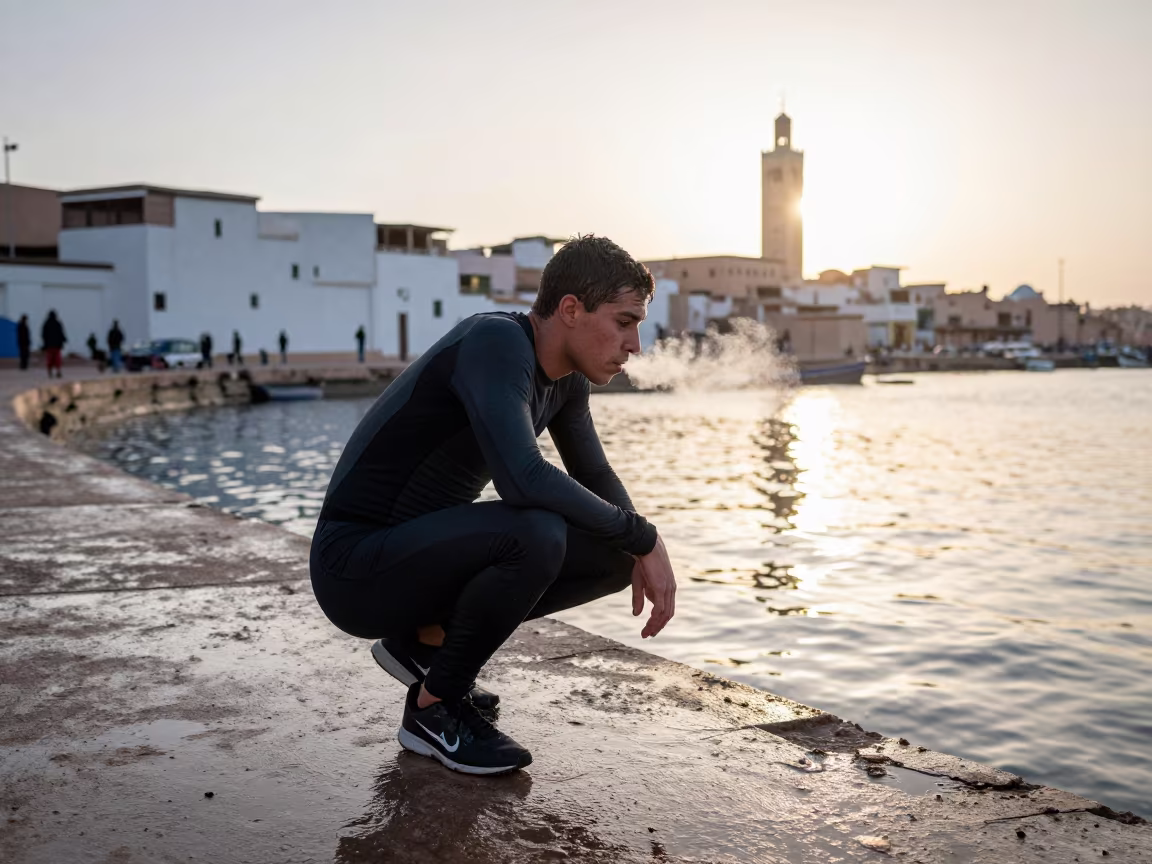 Sprinter on Marrakesh Quay After Whistle in at a harbor quay near Marrakesh