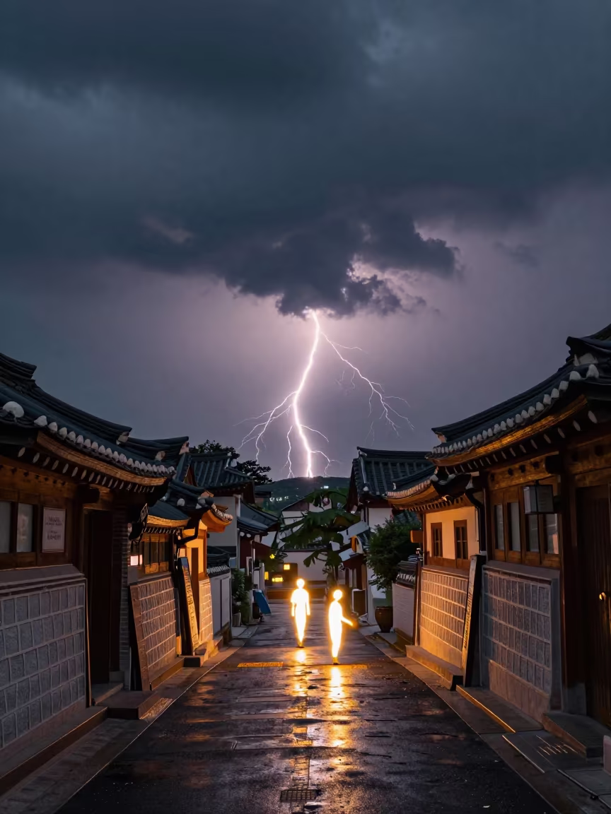 Sprites Glowing Above Seoul Thunderstorm in near Ikseon-dong, Seoul