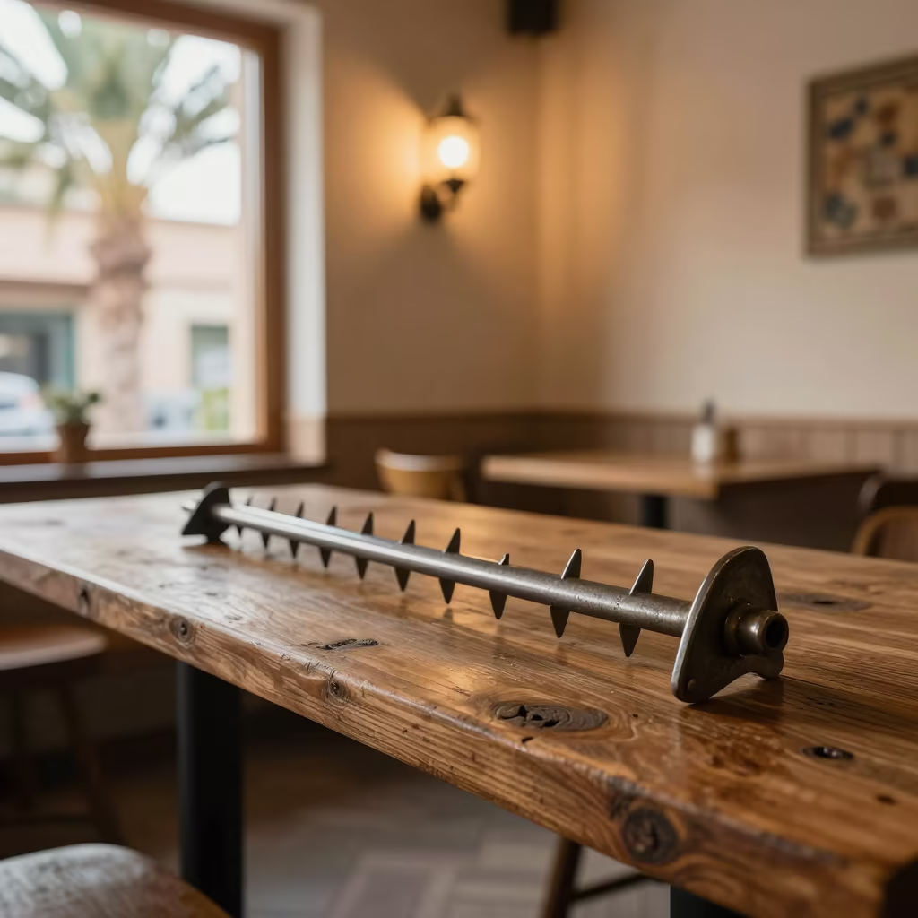 Spur on Cafe Table Near Taourirt Window in on a cafe table by a window near Taourirt