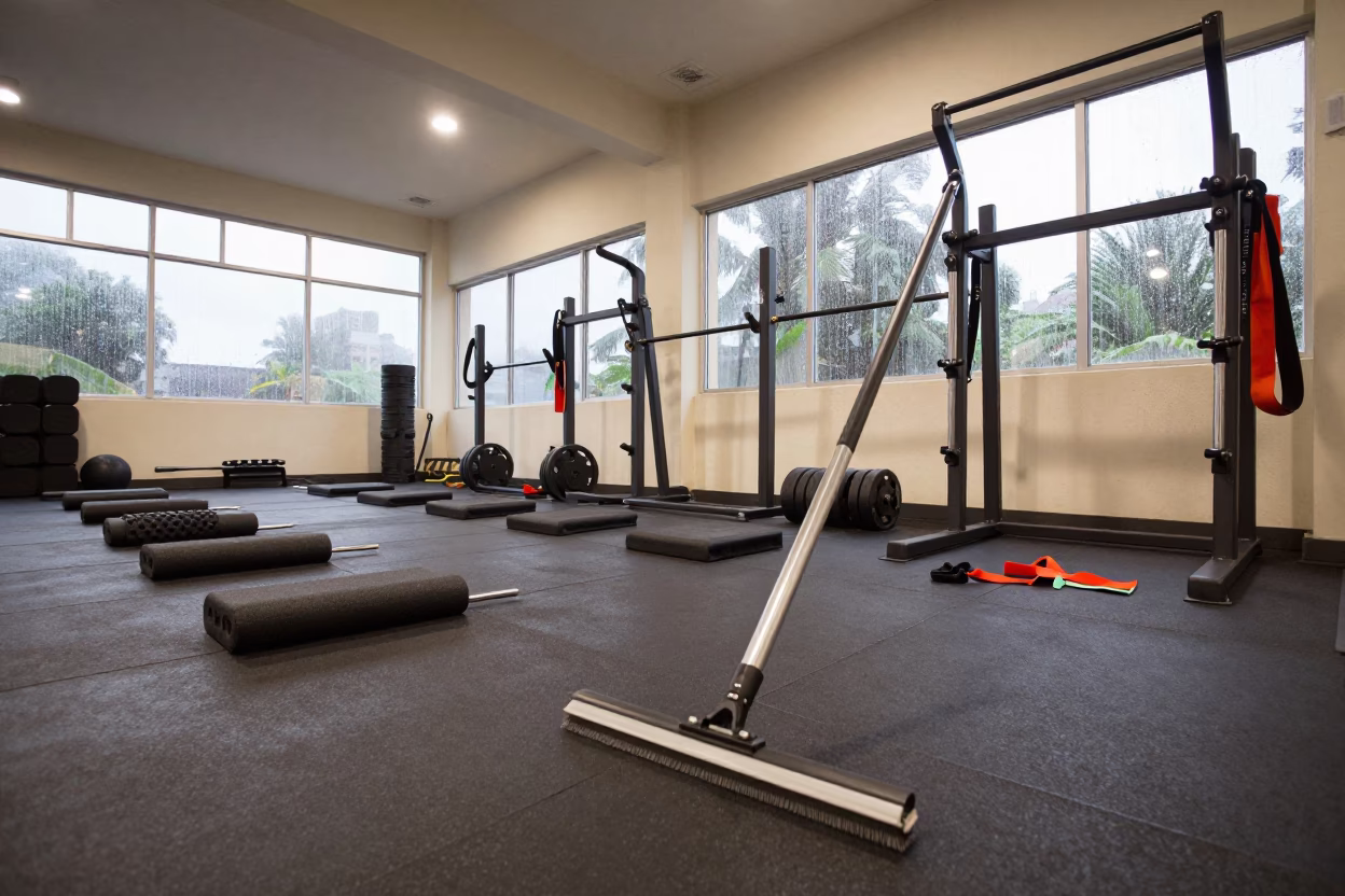 Squeegee Wheel Bay Recovery Lounge Bafoussam in inside a recovery lounge beside foam rollers in Bafoussam