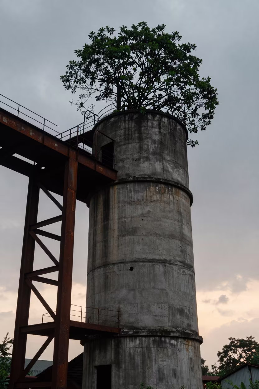 Sri Lankan Silo Tree Sunset Steel in beside exposed structural steel in Sri Lanka