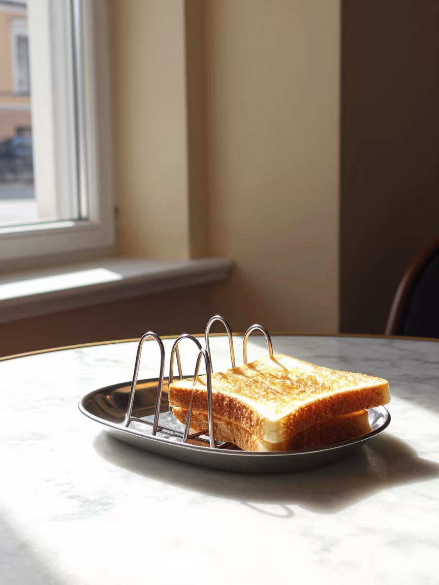 St Petersburg Cafe Breakfast with Butter and Toast in on a cafe table by a window in St Petersburg