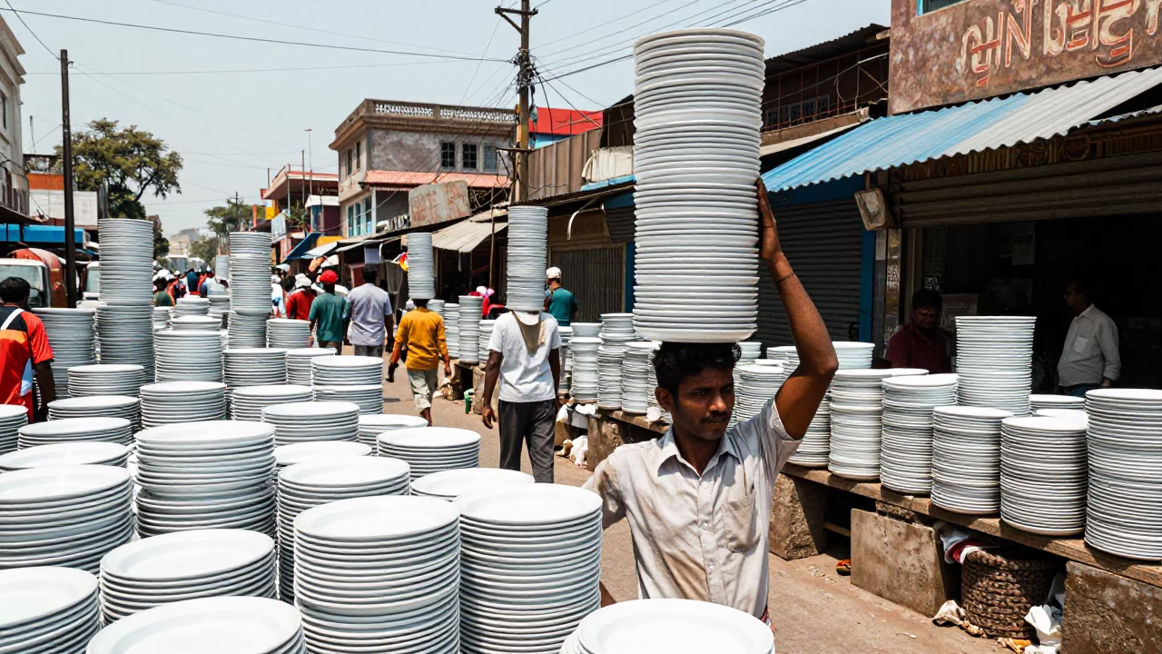 Stacked Plates in Mumbai in in Mumbai, India