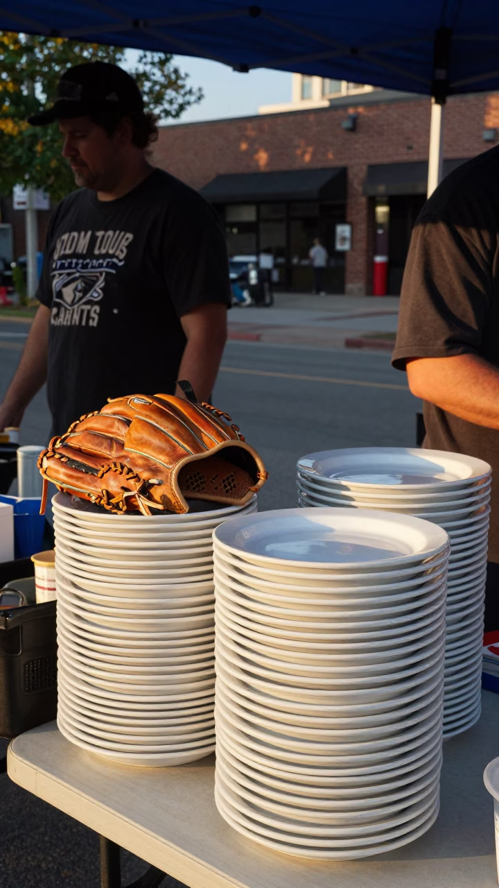 Stacked Plates in Toronto at The Late Afternoon Light in in Toronto, Ontario, Canada
