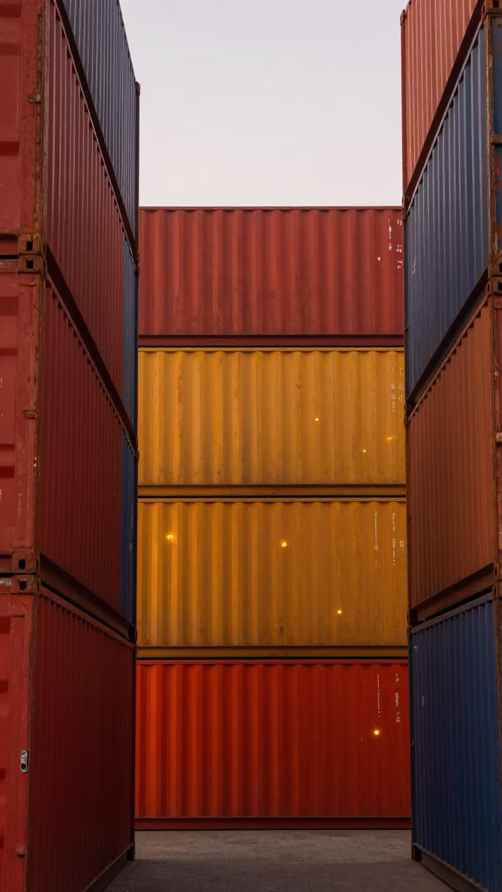 Stacked Shipping Containers in Skylit Passageway in inside a skylit passageway in Dera Ismail Khan