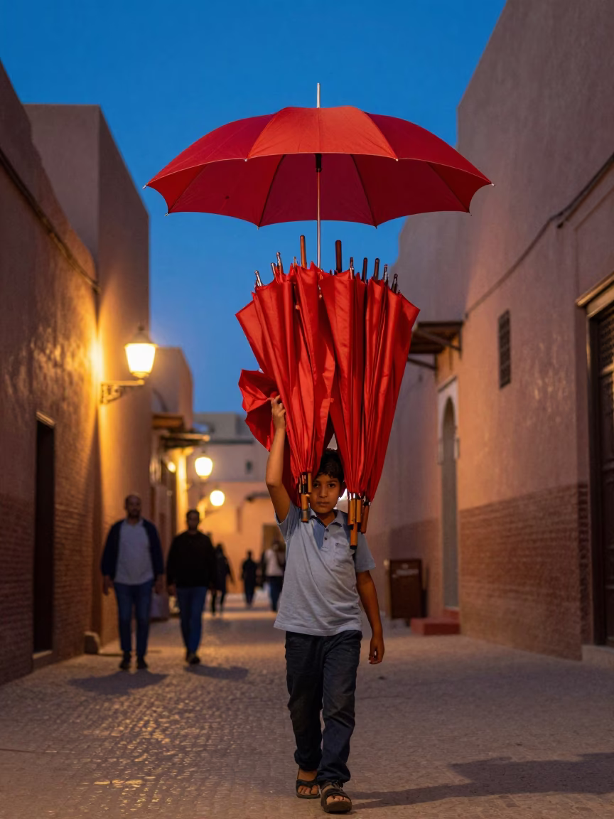 Stacked Umbrellas in Marrakech in in Marrakech, Morocco