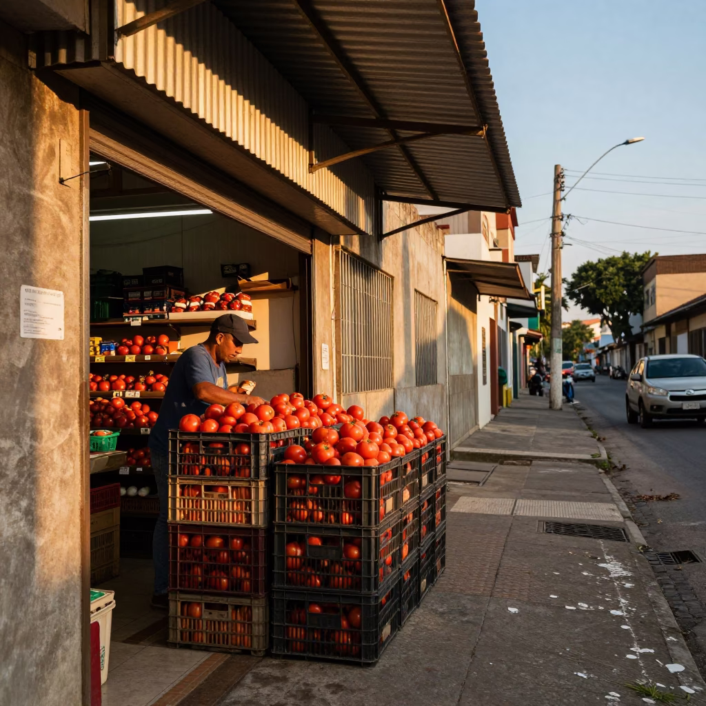 Stacking Produce in São Paulo in in São Paulo, Brazil